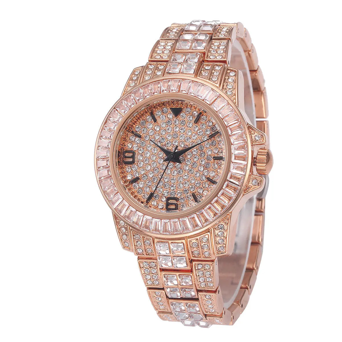 Stainless Steel Waterproof Full Diamond Watch Womens & Mens Apparel Fine Jewelery Accessories