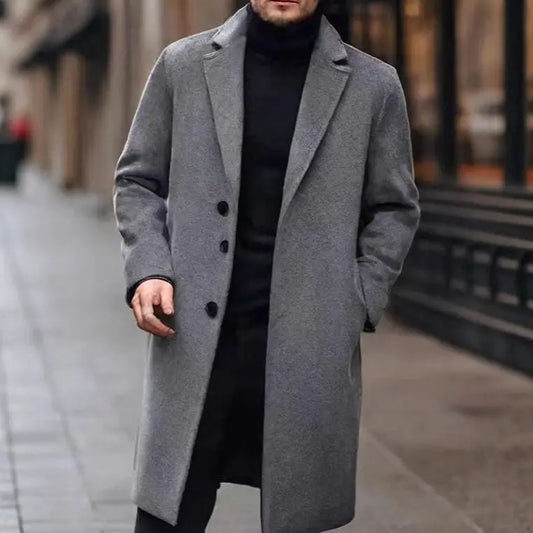 New Men's Casual Wool Coat Long Style Womens & Mens Apparel Fine Jewelery Accessories Clothing