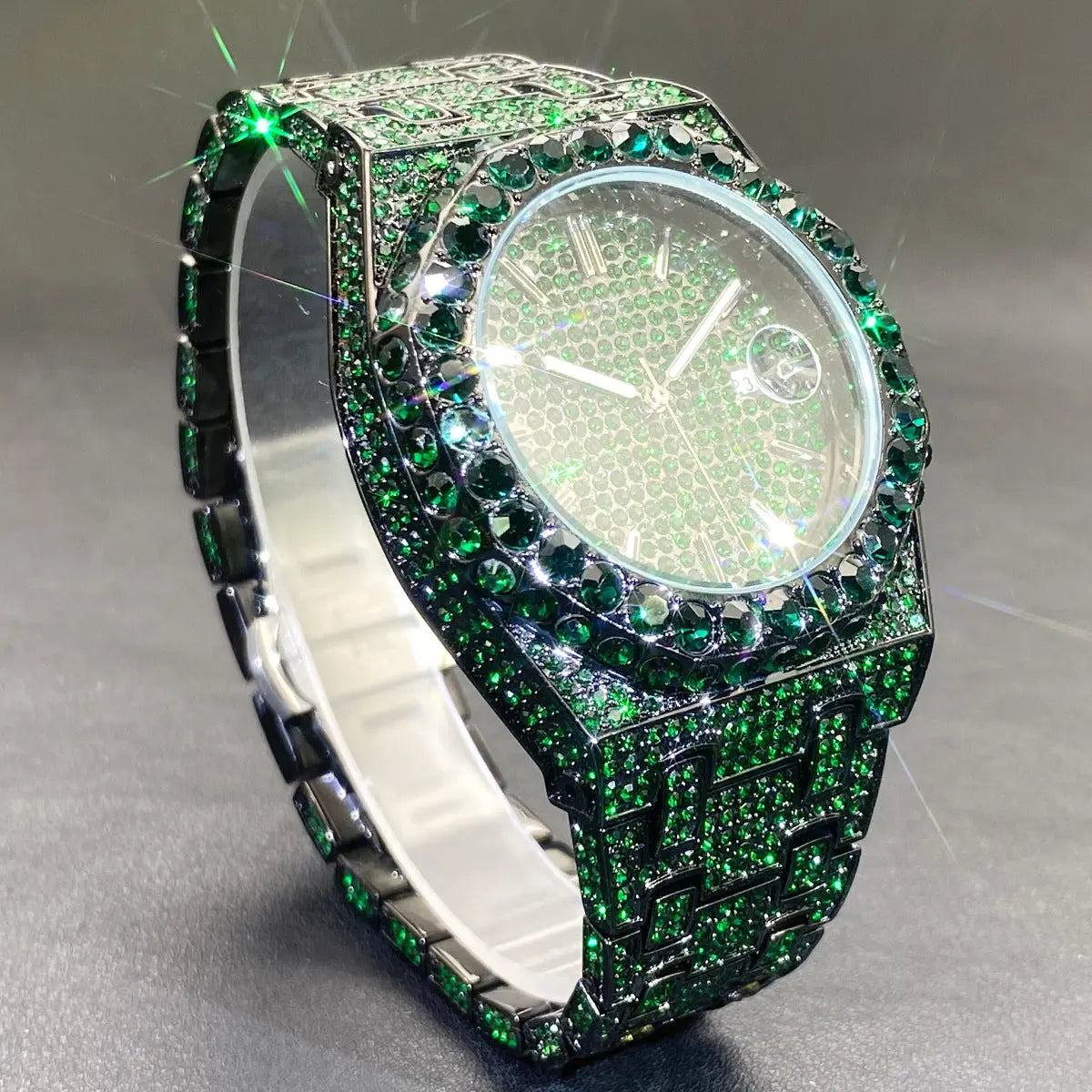 Full Diamond Blue Diamond Hip Hop Niche Luminous Pointer Quartz Men's Watch Womens & Mens Apparel Fine Jewelery Accessories Fashion Full Diamond Blue Diamond Hip Hop Niche Luminous Pointer Quartz Men's Watch