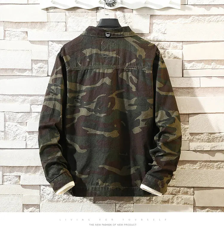 New Mens Camouflage Denim Jacket Coat Man Coats Jaqueta Masculino Jeans Jacket & Coats Fashion Design Autumn Brand Clothing Womens & Mens Apparel Fine Jewelery Accessories Clothing