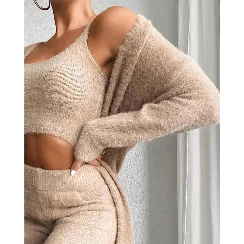 Women's Casual V-neck Plush Short Vest Pants Suit Womens & Mens Apparel Fine Jewelery Accessories