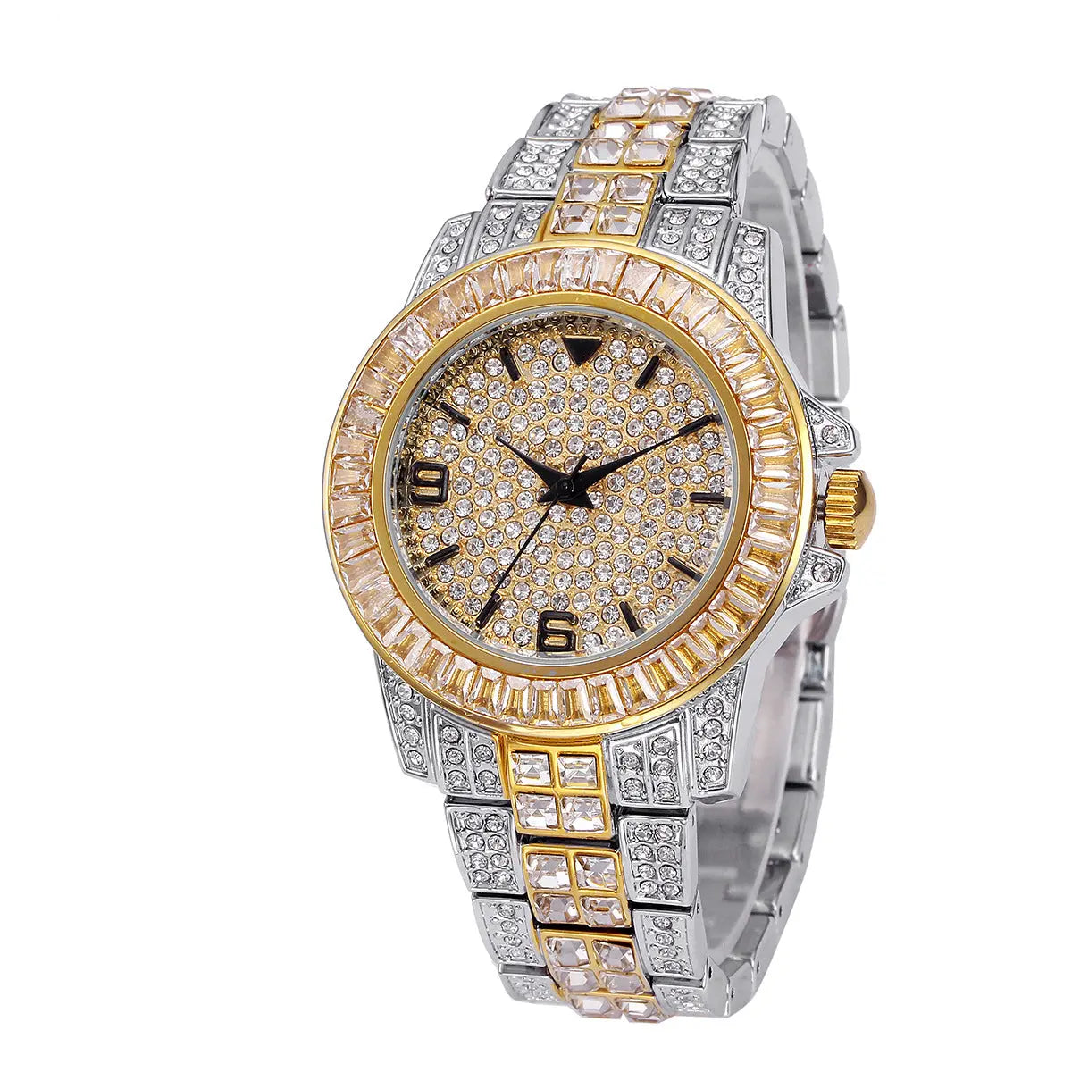 Stainless Steel Waterproof Full Diamond Watch Womens & Mens Apparel Fine Jewelery Accessories