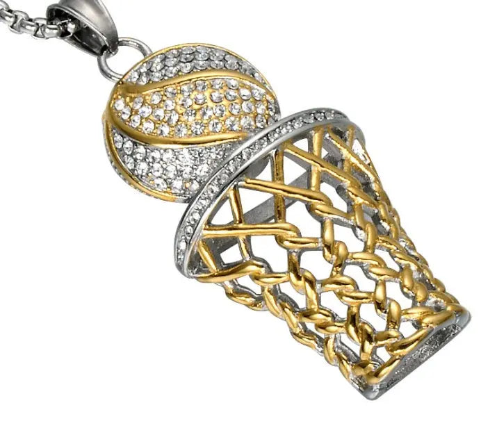 HIP Hop Bling Iced Out Gold Full Rhinestone Basketball Pendants Necklaces 316L Stainless Steel Sports Necklace for Men Jewelry Womens & Mens Apparel Fine Jewelery Accessories Fashion HIP Hop Bling Iced Out Gold Full Rhinestone Basketball Pendants Necklaces 316L Stainless Steel Sports Necklace for Men Jewelry