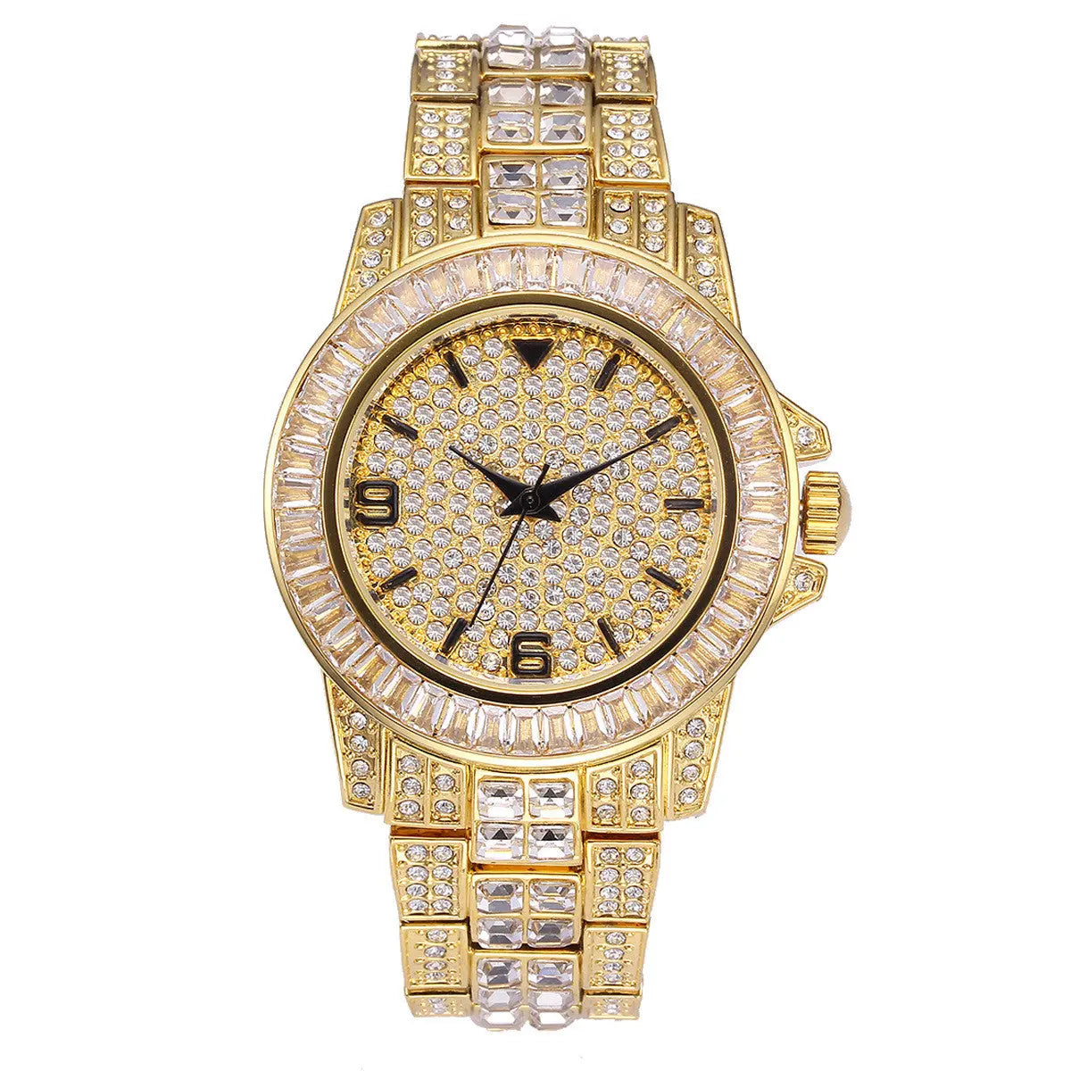 Stainless Steel Waterproof Full Diamond Watch Womens & Mens Apparel Fine Jewelery Accessories