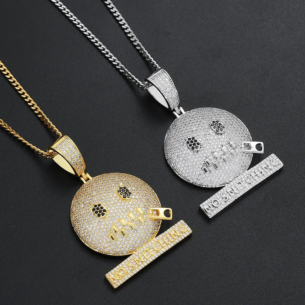 Cartoon Expression Zipper Shut Up Personality Trendy Hip Hop Jewelry Womens & Mens Apparel Fine Jewelery Accessories Fashion Cartoon Expression Zipper Shut Up Personality Trendy Hip Hop Jewelry
