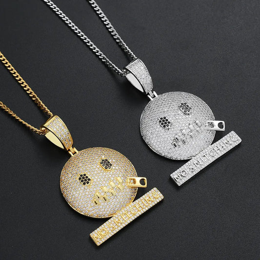 Cartoon Expression Zipper Shut Up Personality Trendy Hip Hop Jewelry Womens & Mens Apparel Fine Jewelery Accessories Fashion Cartoon Expression Zipper Shut Up Personality Trendy Hip Hop Jewelry