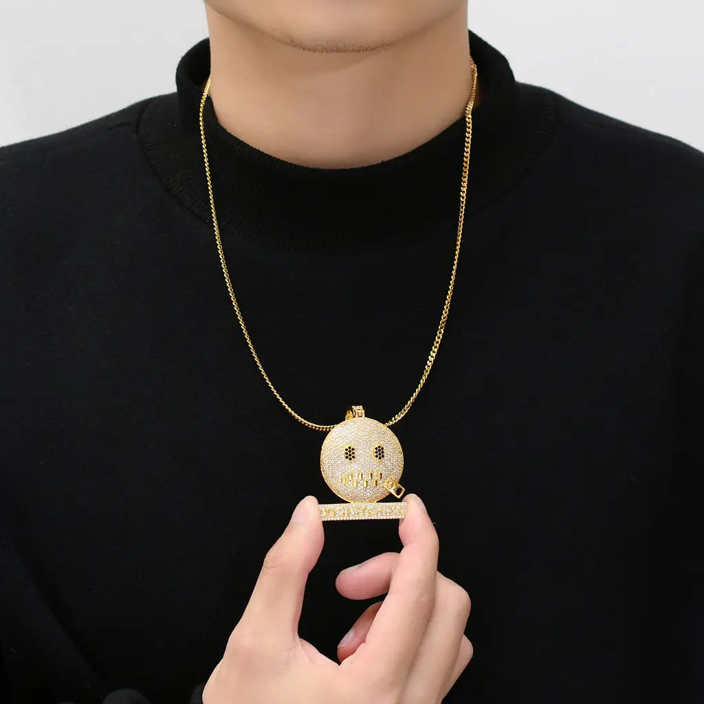 Cartoon Expression Zipper Shut Up Personality Trendy Hip Hop Jewelry Womens & Mens Apparel Fine Jewelery Accessories Fashion Cartoon Expression Zipper Shut Up Personality Trendy Hip Hop Jewelry
