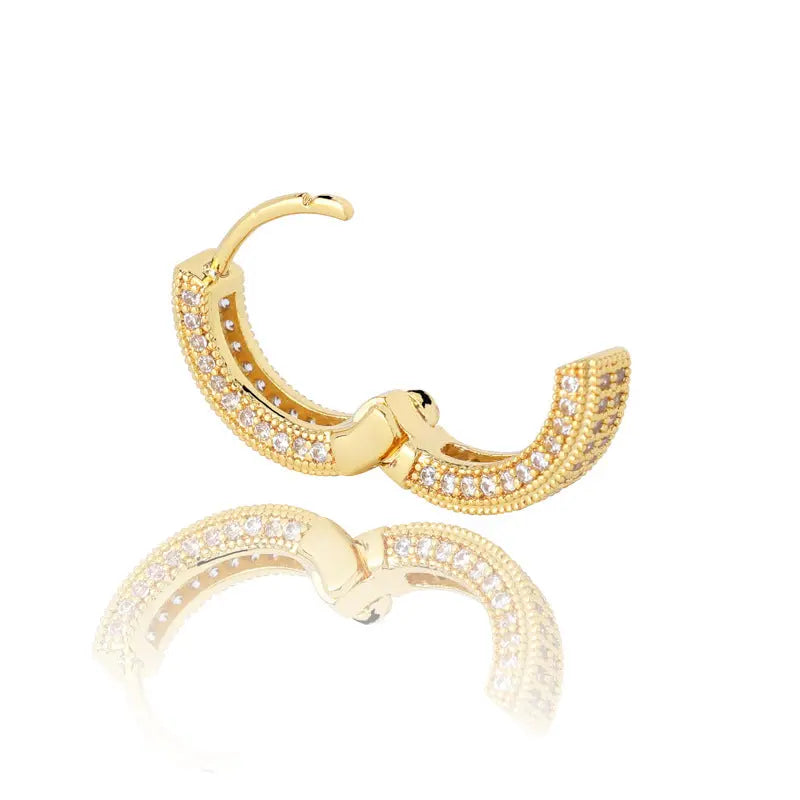 Hoop Earrings Full Of Zircon Bling Male And Female Hip-hop Earrings Womens & Mens Apparel Fine Jewelery Accessories Fashion Hoop Earrings Full Of Zircon Bling Male And Female Hip-hop Earrings
