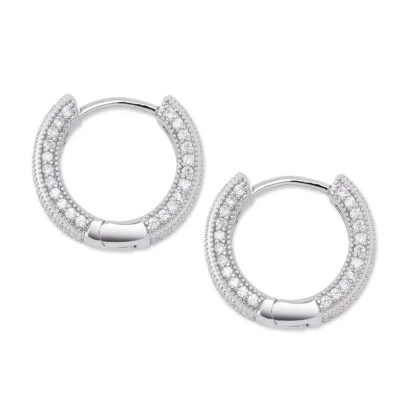 Hoop Earrings Full Of Zircon Bling Male And Female Hip-hop Earrings Womens & Mens Apparel Fine Jewelery Accessories Fashion Hoop Earrings Full Of Zircon Bling Male And Female Hip-hop Earrings