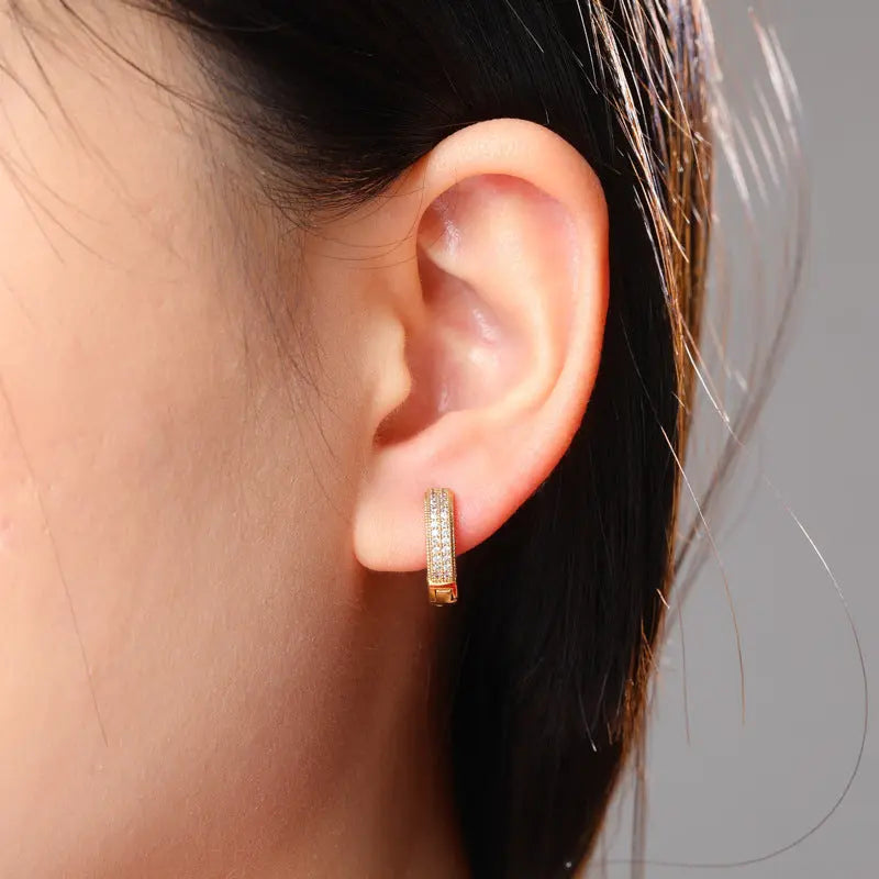 Hoop Earrings Full Of Zircon Bling Male And Female Hip-hop Earrings Womens & Mens Apparel Fine Jewelery Accessories Fashion Hoop Earrings Full Of Zircon Bling Male And Female Hip-hop Earrings