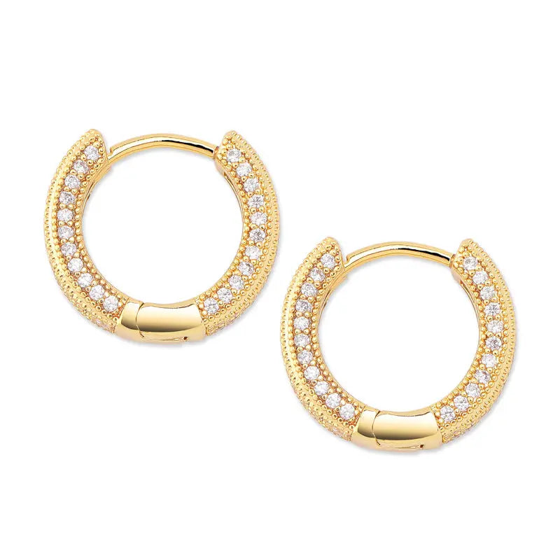 Hoop Earrings Full Of Zircon Bling Male And Female Hip-hop Earrings Womens & Mens Apparel Fine Jewelery Accessories Fashion Hoop Earrings Full Of Zircon Bling Male And Female Hip-hop Earrings