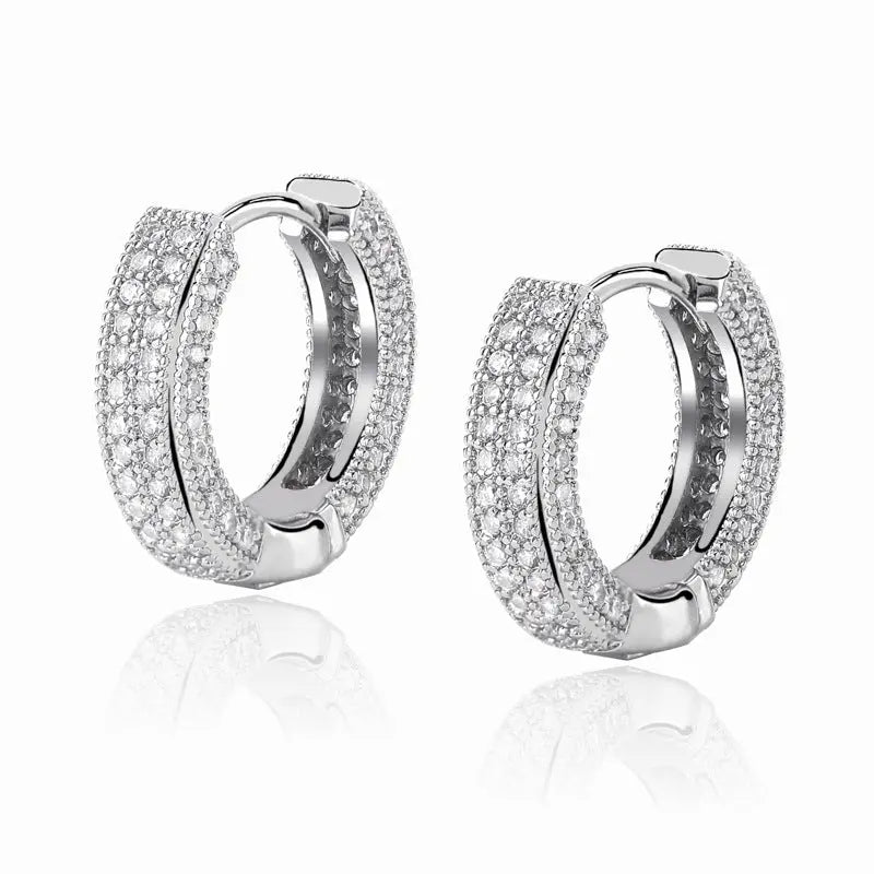 Hoop Earrings Full Of Zircon Bling Male And Female Hip-hop Earrings Womens & Mens Apparel Fine Jewelery Accessories Fashion Hoop Earrings Full Of Zircon Bling Male And Female Hip-hop Earrings