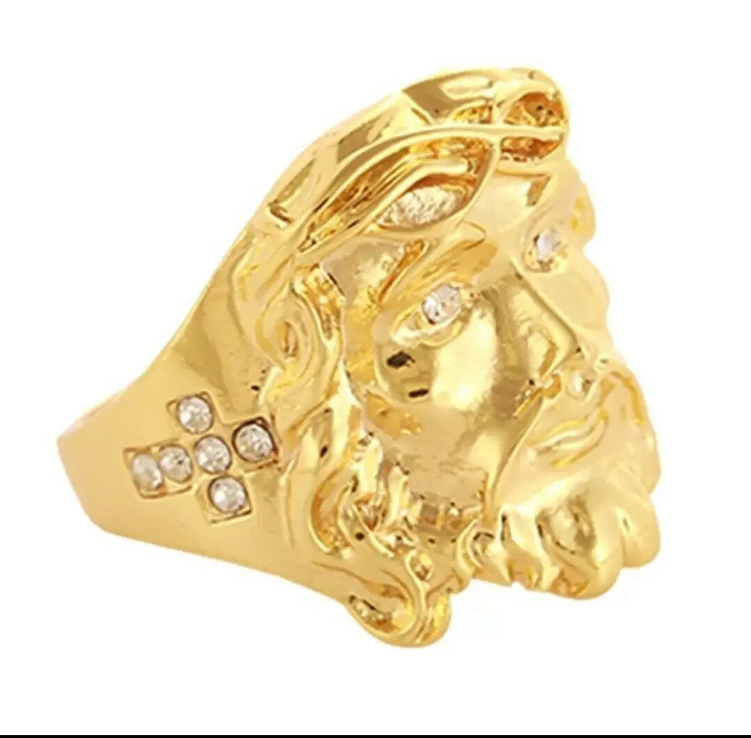 SONYA 24K Gold Hip Hop Bling Bling Crystal Cross Jesus Piece Rings High Quality Fashion Charm Punk accessorie Jewelry Womens & Mens Apparel Fine Jewelery Accessories Fashion SONYA 24K Gold Hip Hop Bling Bling Crystal Cross Jesus Piece Rings High Quality Fashion Charm Punk accessorie Jewelry