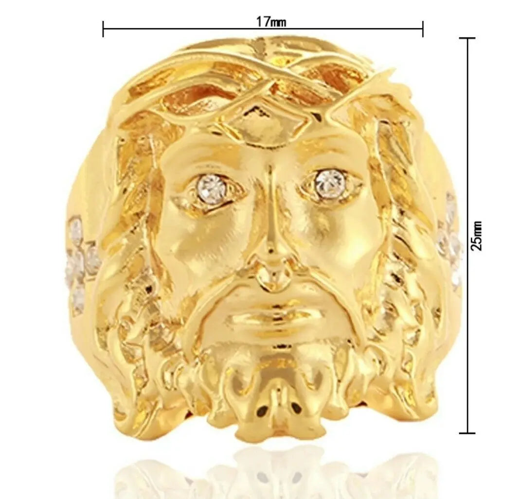 SONYA 24K Gold Hip Hop Bling Bling Crystal Cross Jesus Piece Rings High Quality Fashion Charm Punk accessorie Jewelry Womens & Mens Apparel Fine Jewelery Accessories Fashion SONYA 24K Gold Hip Hop Bling Bling Crystal Cross Jesus Piece Rings High Quality Fashion Charm Punk accessorie Jewelry