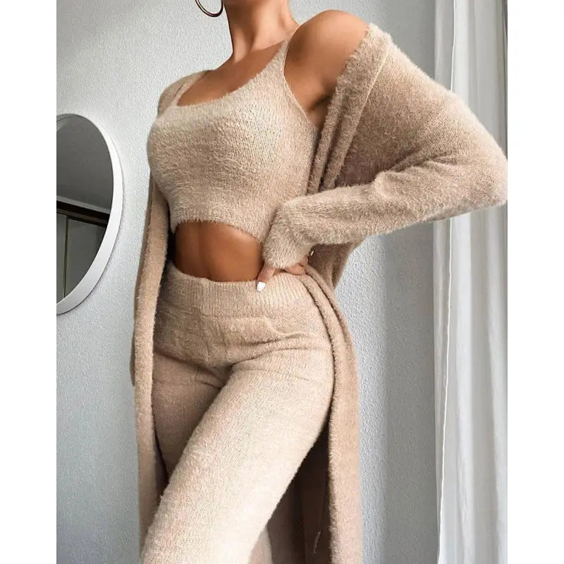 Women's Casual V-neck Plush Short Vest Pants Suit Womens & Mens Apparel Fine Jewelery Accessories