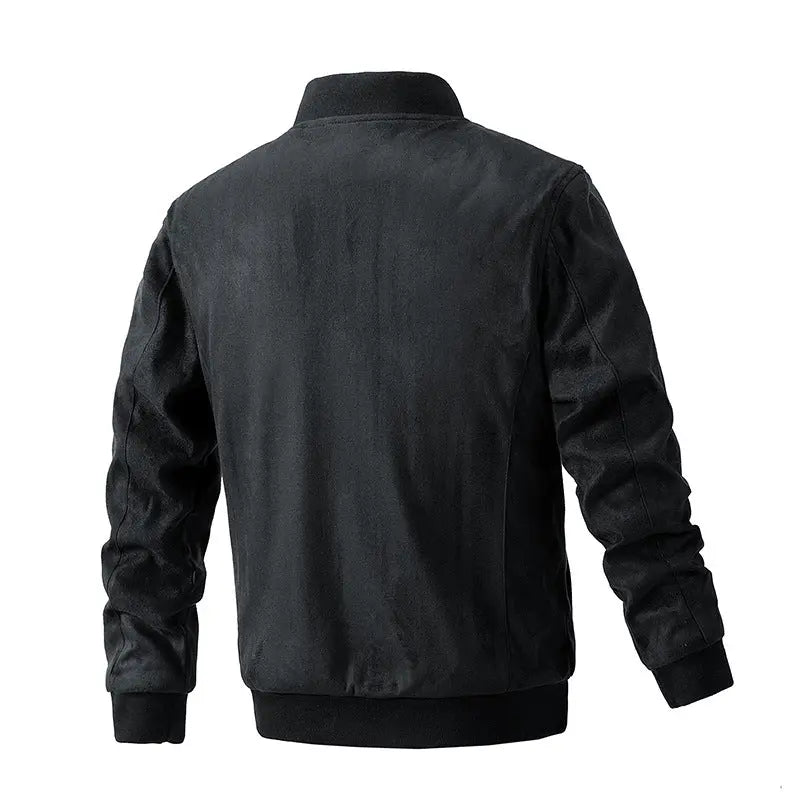 Suede Stand Collar Men's Jacket Double Zipper Pocket Clothing Mens Womens & Mens Apparel Fine Jewelery Accessories
