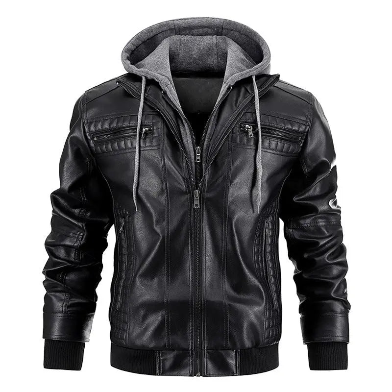 Hooded Jacket With Zipper Pockets Fashion Warm Pu Leather Coat Mens Clothing Womens & Mens Apparel Fine Jewelery Accessories