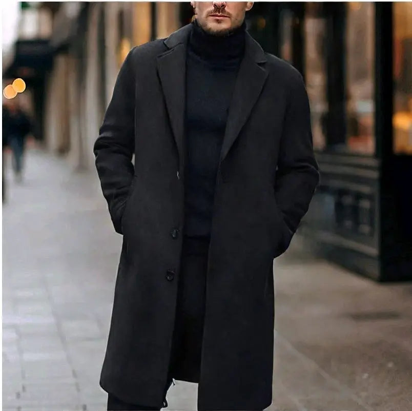 New Men's Casual Wool Coat Long Style Womens & Mens Apparel Fine Jewelery Accessories Clothing