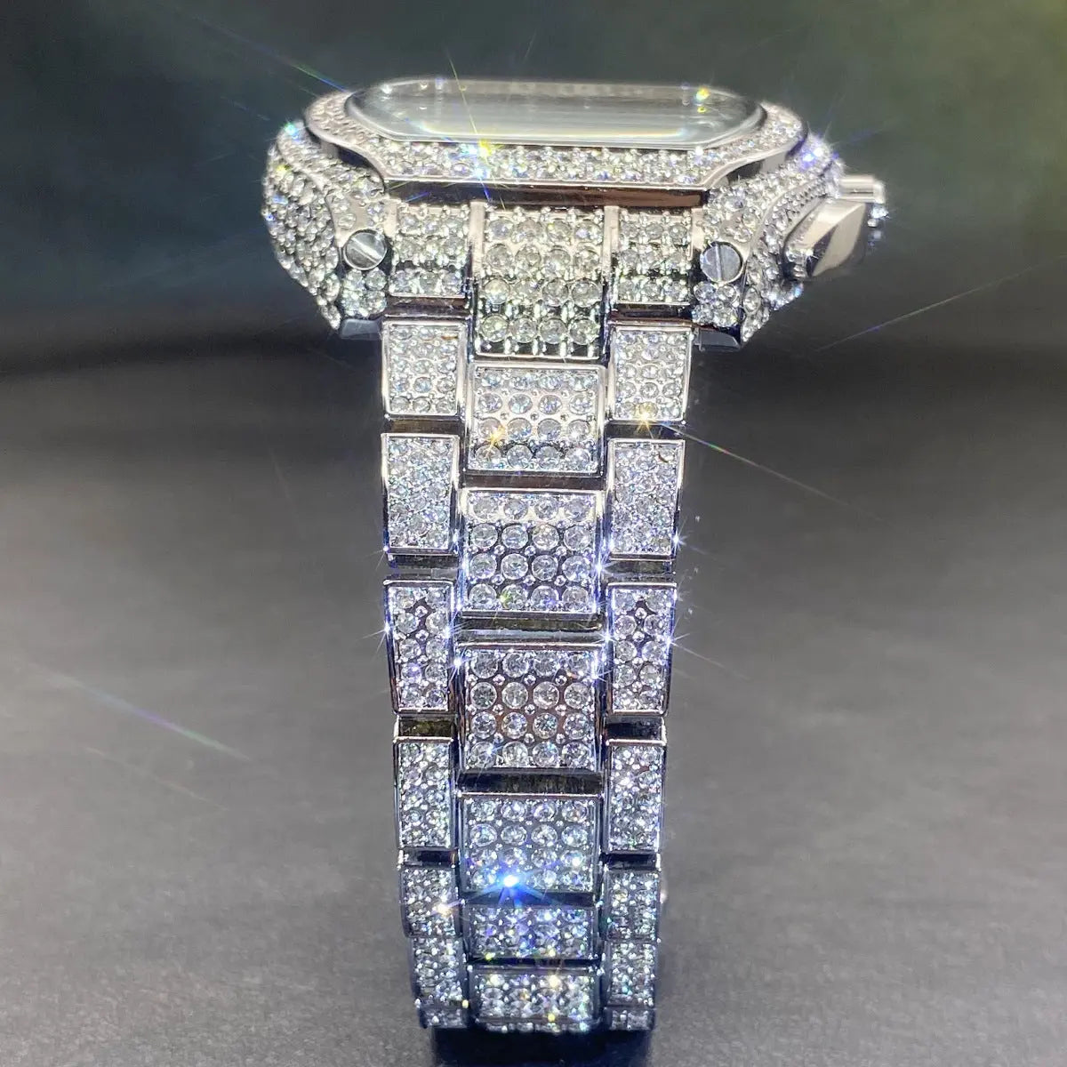 Hip Hop Men's Full Diamond Multi-function Chronograph Luminous Tonneau Quartz Watch Womens & Mens Apparel Fine Jewelery Accessories Fashion Hip Hop Men's Full Diamond Multi-function Chronograph Luminous Tonneau Quartz Watch