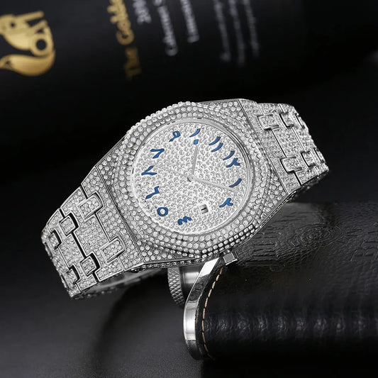 European Hip Hop Full Diamond Arabic Scale Niche Quartz Men's Watch Womens & Mens Apparel Fine Jewelery Accessories Fashion European Hip Hop Full Diamond Arabic Scale Niche Quartz Men's Watch