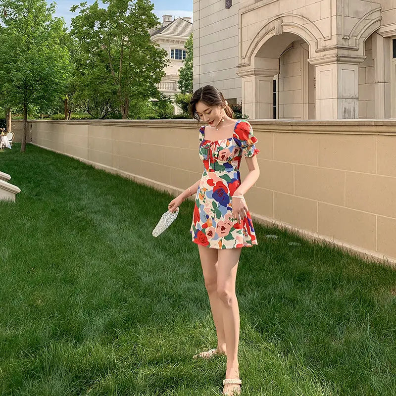 Womens Summer Puff Sleeve Square Neck Dress Womens & Mens Apparel Fine Jewelery Accessories