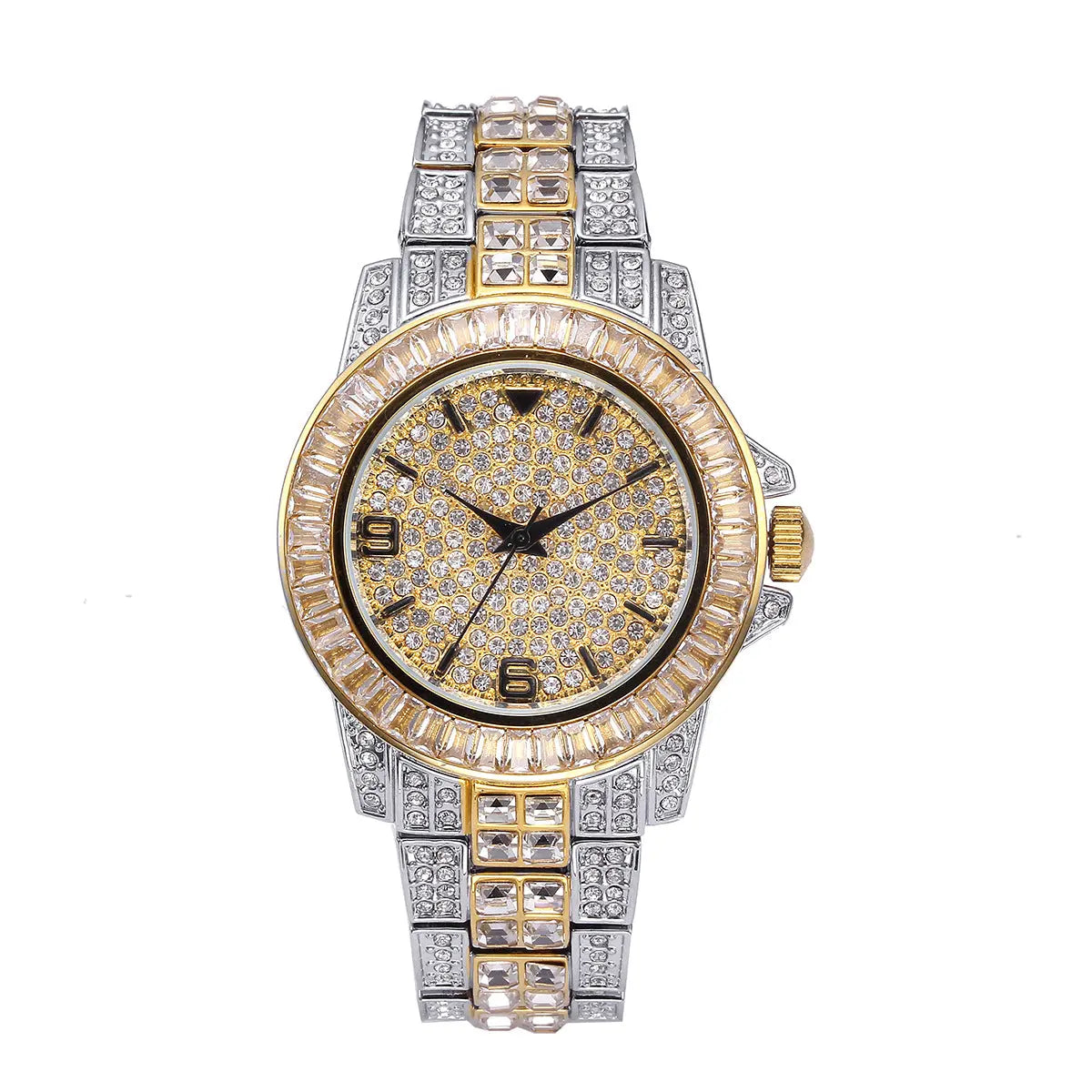 Stainless Steel Waterproof Full Diamond Watch Womens & Mens Apparel Fine Jewelery Accessories
