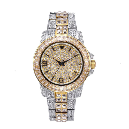 Stainless Steel Waterproof Full Diamond Watch Womens & Mens Apparel Fine Jewelery Accessories