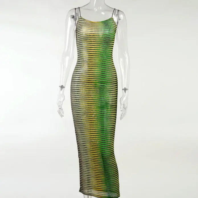 Womens Color Striped Tight Dress Womens & Mens Apparel Fine Jewelery Accessories