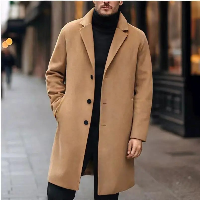 New Men's Casual Wool Coat Long Style Womens & Mens Apparel Fine Jewelery Accessories Clothing
