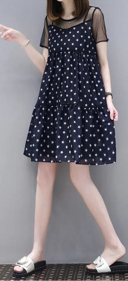 Womens Star Print A-Line Dress Womens & Mens Apparel Fine Jewelery Accessories
