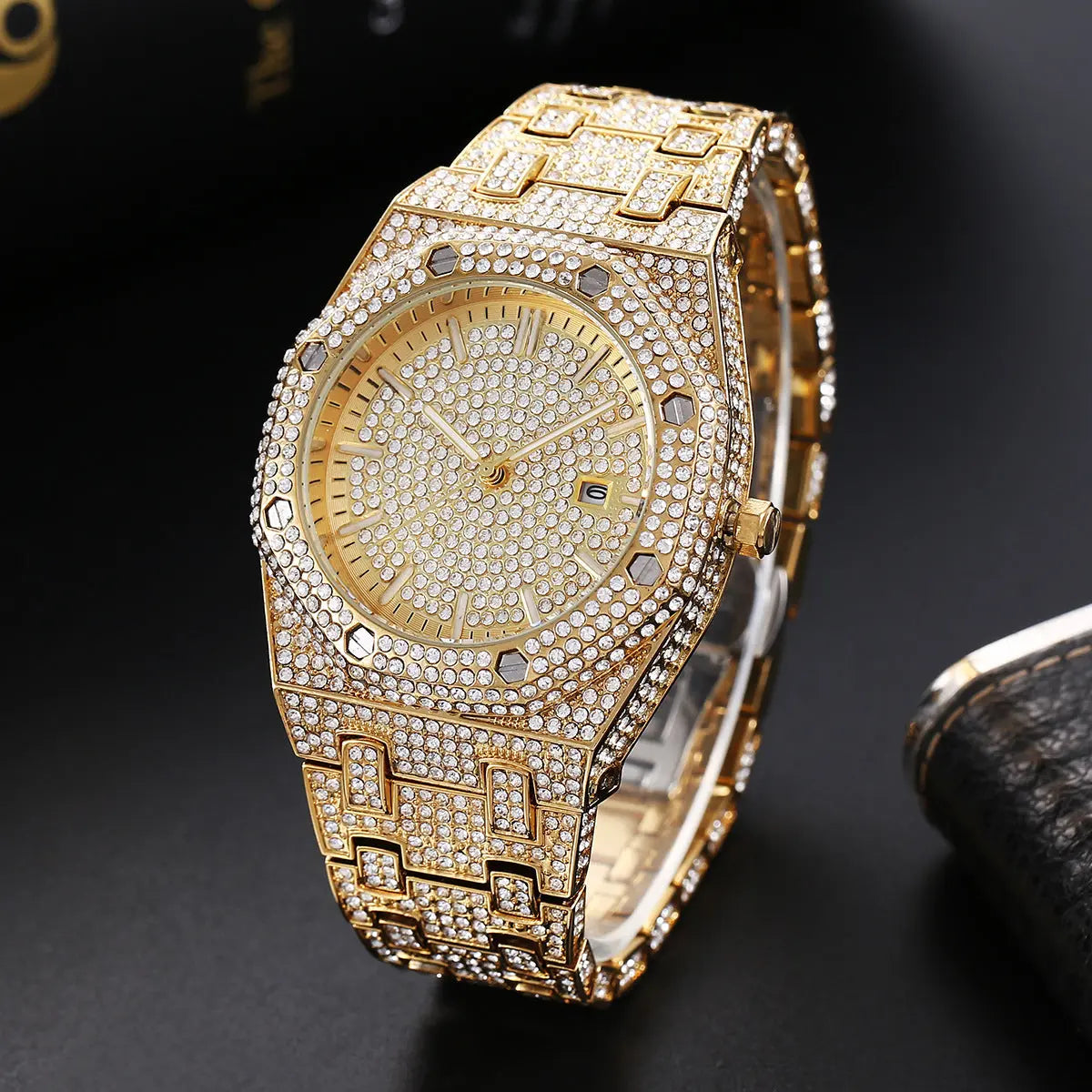 Fashion Rap Ice Hip Hop Full Diamond Large Dial Quartz Men's Watch Womens & Mens Apparel Fine Jewelery Accessories Fashion Fashion Rap Ice Hip Hop Full Diamond Large Dial Quartz Men's Watch