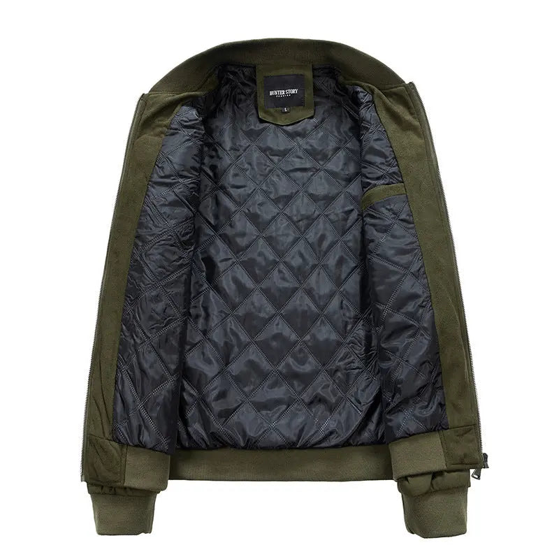 Suede Stand Collar Men's Jacket Double Zipper Pocket Clothing Mens Womens & Mens Apparel Fine Jewelery Accessories