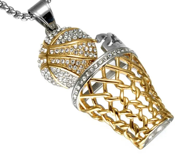 HIP Hop Bling Iced Out Gold Full Rhinestone Basketball Pendants Necklaces 316L Stainless Steel Sports Necklace for Men Jewelry Womens & Mens Apparel Fine Jewelery Accessories Fashion HIP Hop Bling Iced Out Gold Full Rhinestone Basketball Pendants Necklaces 316L Stainless Steel Sports Necklace for Men Jewelry