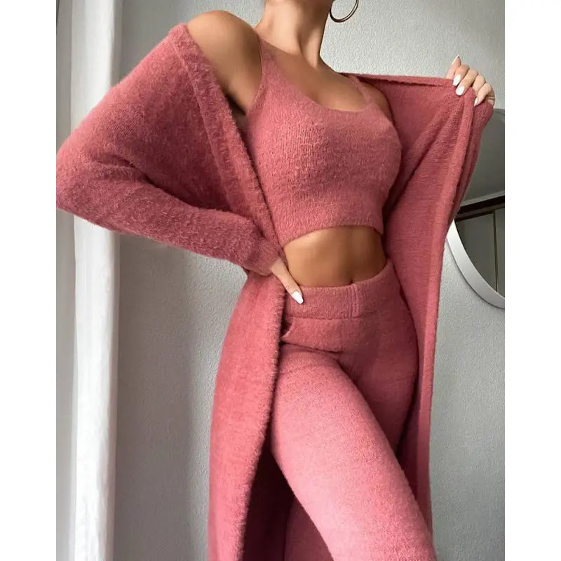 Women's Casual V-neck Plush Short Vest Pants Suit Womens & Mens Apparel Fine Jewelery Accessories