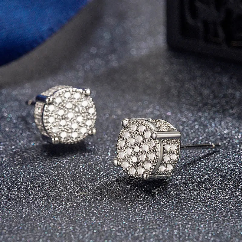 Hip Hop Sparkling Zircon Stud Earrings,4 Prong Setting, Bling Design,Unisex For Daily Wear And Parties Womens & Mens Apparel Fine Jewelery Accessories Fashion Hip Hop Sparkling Zircon Stud Earrings,4 Prong Setting, Bling Design,Unisex For Daily Wear And Parties