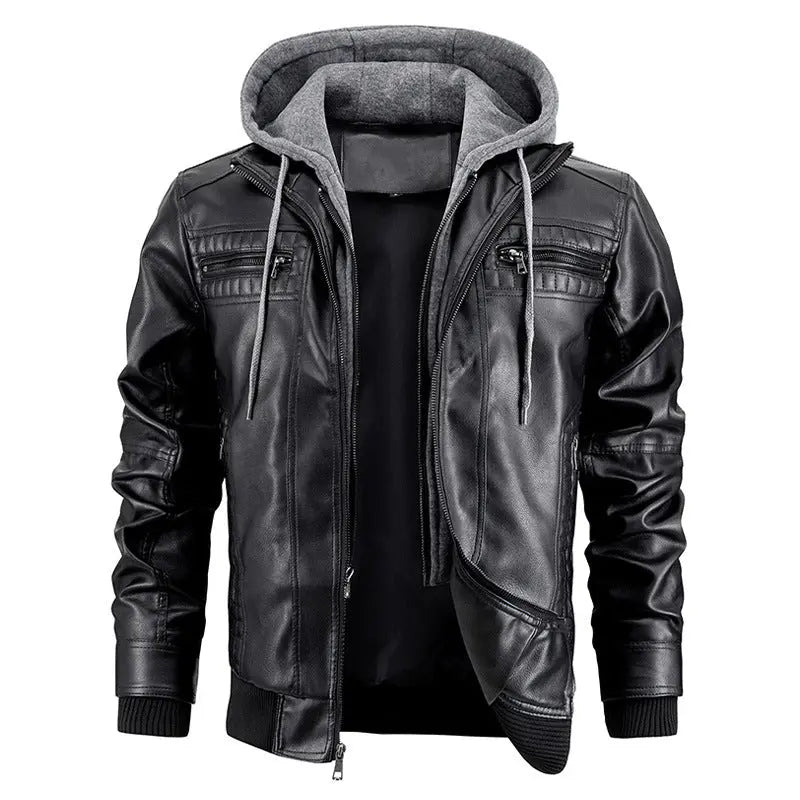 Hooded Jacket With Zipper Pockets Fashion Warm Pu Leather Coat Mens Clothing Womens & Mens Apparel Fine Jewelery Accessories