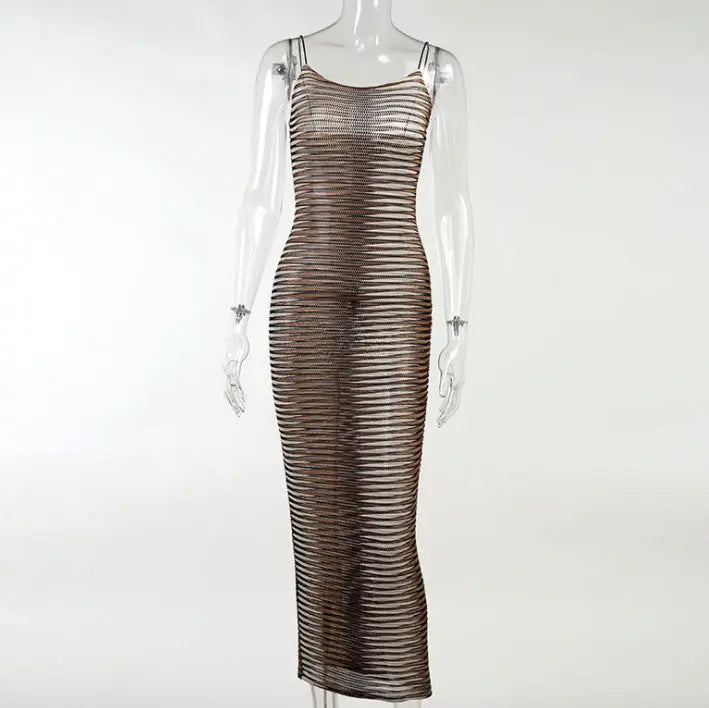 Womens Color Striped Tight Dress Womens & Mens Apparel Fine Jewelery Accessories