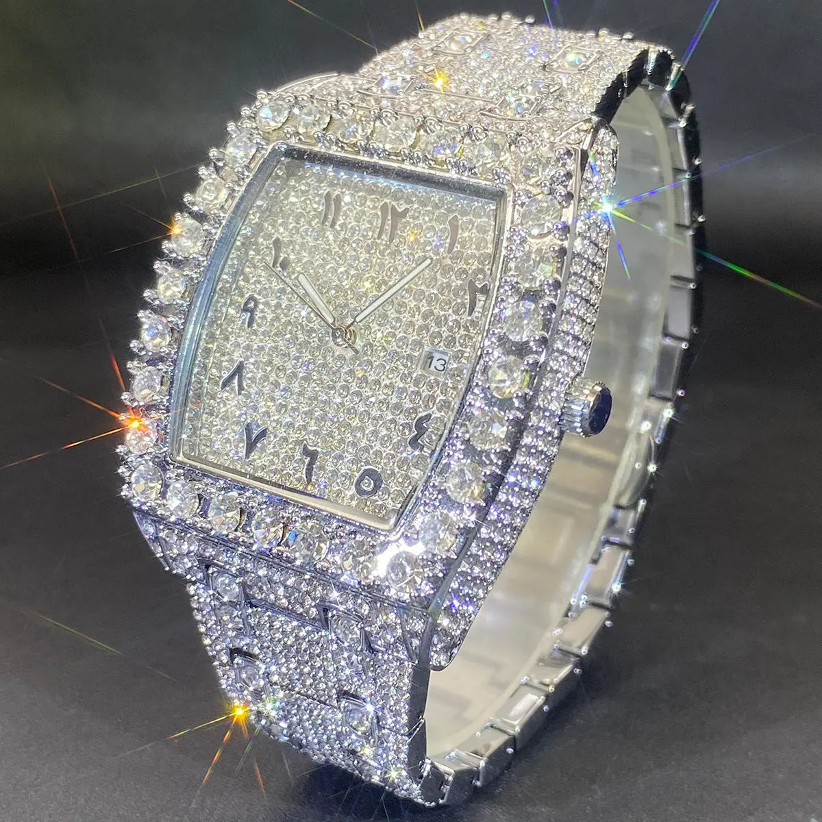 MISS FOX New Hip Hop Men's Brand Full Rhinestone Dating Quartz Watch Womens & Mens Apparel Fine Jewelery Accessories Fashion MISS FOX New Hip Hop Men's Brand Full Rhinestone Dating Quartz Watch