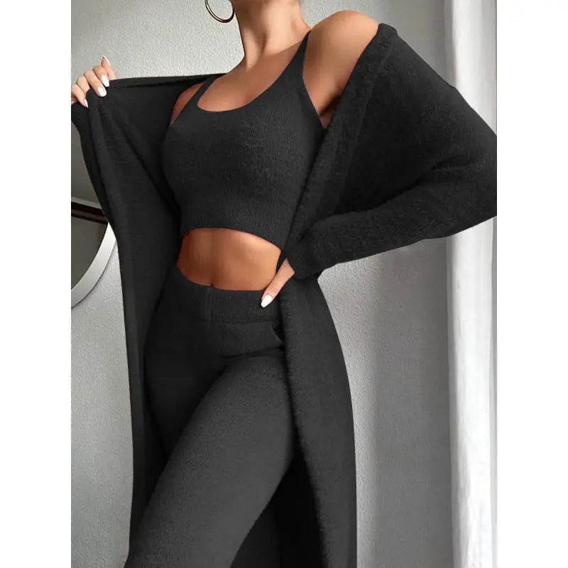 Women's Casual V-neck Plush Short Vest Pants Suit Womens & Mens Apparel Fine Jewelery Accessories