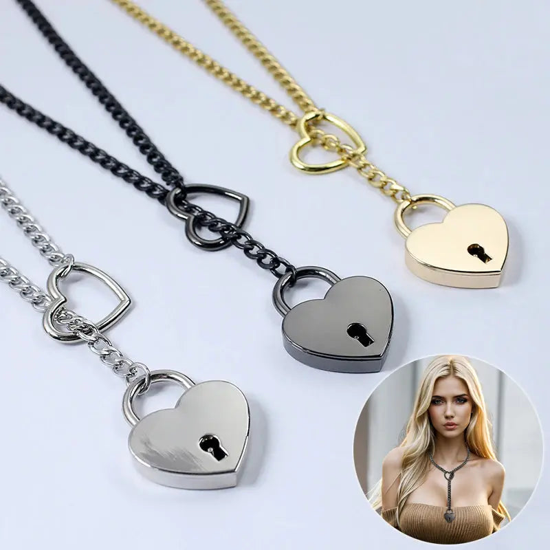 Fashion Jewelry 2024 New Slip Chain Necklace Heart O-Ring Rock Cuban Long Necklace Adjustable Heart Shaped Lock Core With Key null Fine Jewelery Fashion Jewelry 2024 New Slip Chain Necklace Heart O-Ring Rock Cuban Long Necklace Adjustable Heart Shaped Lock Core With Key