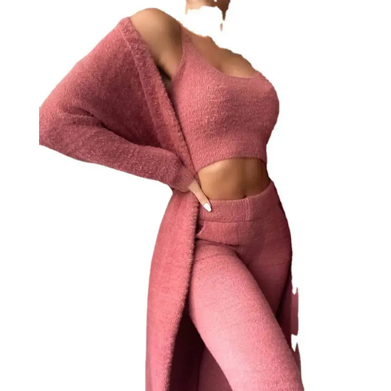 Women's Casual V-neck Plush Short Vest Pants Suit Womens & Mens Apparel Fine Jewelery Accessories