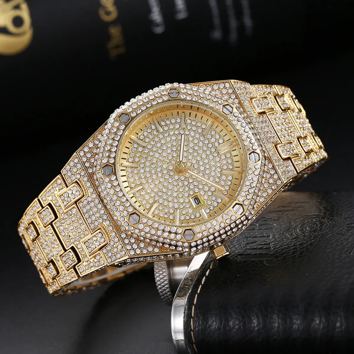 Fashion Rap Ice Hip Hop Full Diamond Large Dial Quartz Men's Watch Womens & Mens Apparel Fine Jewelery Accessories Fashion Fashion Rap Ice Hip Hop Full Diamond Large Dial Quartz Men's Watch