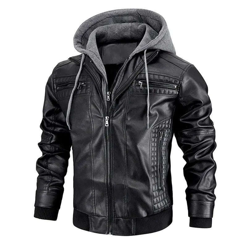Hooded Jacket With Zipper Pockets Fashion Warm Pu Leather Coat Mens Clothing Womens & Mens Apparel Fine Jewelery Accessories