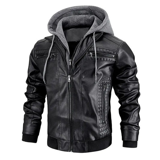 Hooded Jacket With Zipper Pockets Fashion Warm Pu Leather Coat Mens Clothing Womens & Mens Apparel Fine Jewelery Accessories