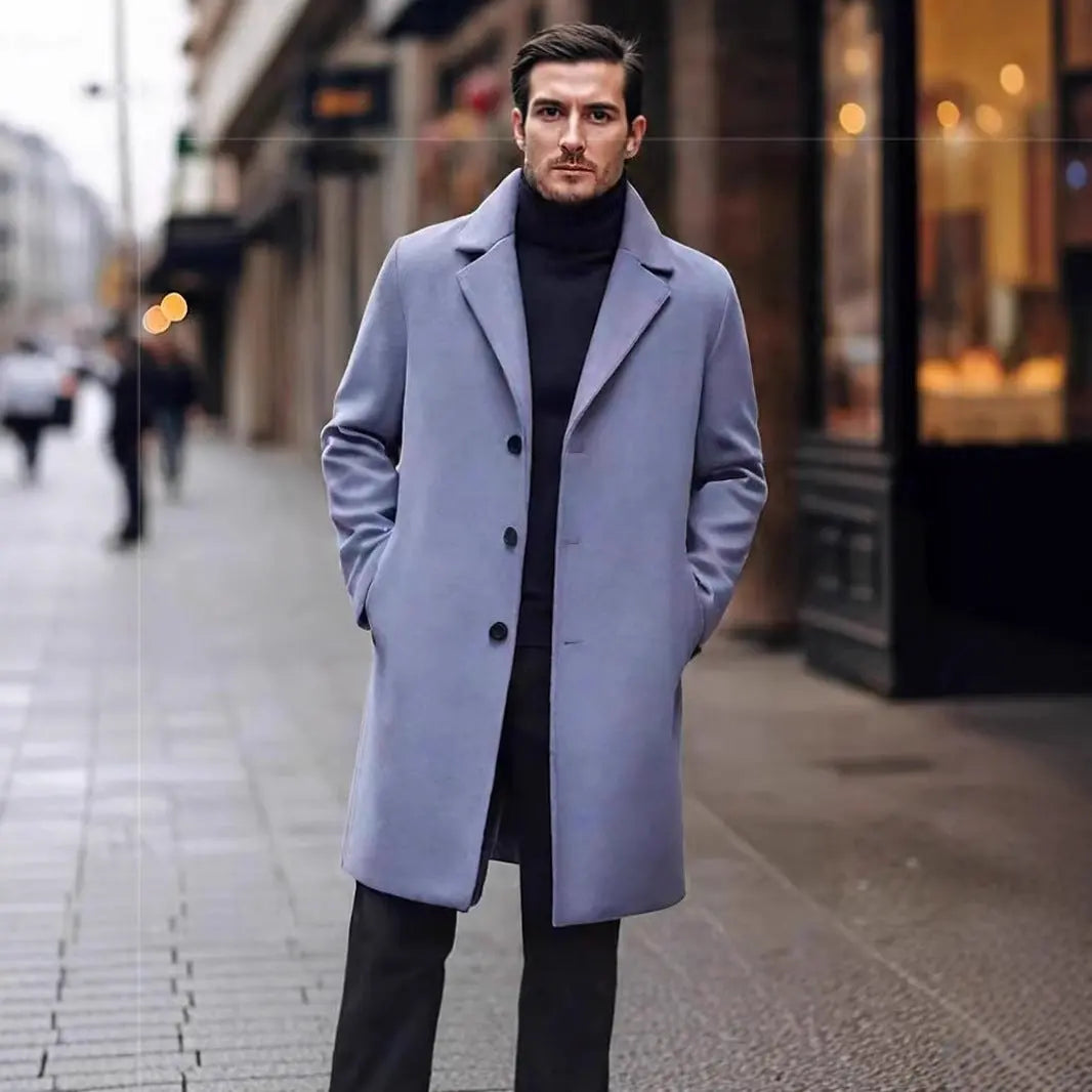 New Men's Casual Wool Coat Long Style Womens & Mens Apparel Fine Jewelery Accessories Clothing