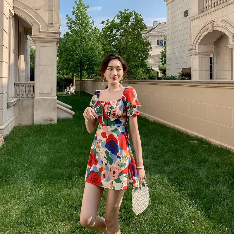 Womens Summer Puff Sleeve Square Neck Dress Womens & Mens Apparel Fine Jewelery Accessories