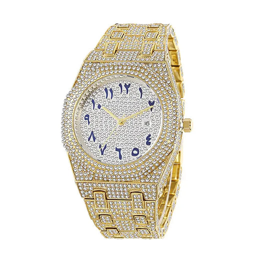 European Hip Hop Full Diamond Arabic Scale Niche Quartz Men's Watch Womens & Mens Apparel Fine Jewelery Accessories Fashion European Hip Hop Full Diamond Arabic Scale Niche Quartz Men's Watch