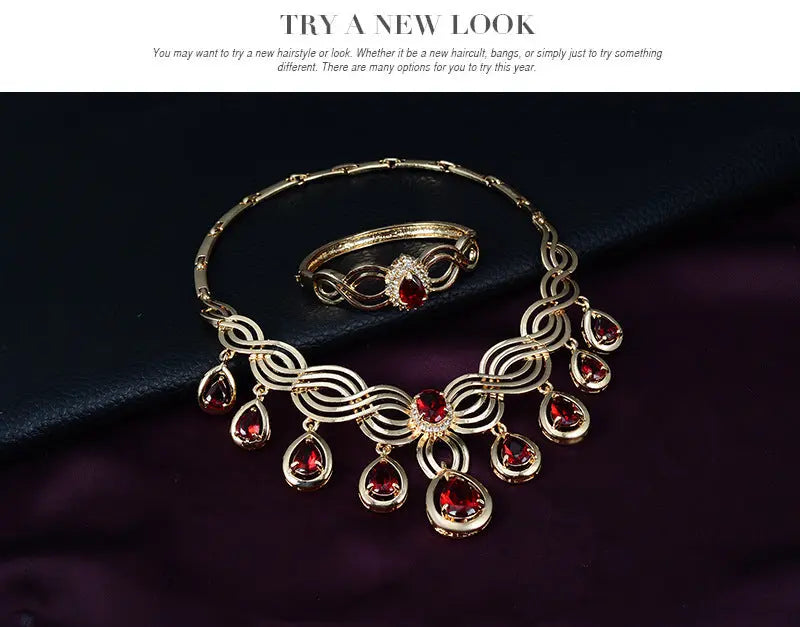 Set Jewelry Fashion Gems Necklace And Earrings Alloy Jewelry Womens & Mens Apparel Fine Jewelery Accessories Fine Jewelery Set Jewelry Fashion Gems Necklace And Earrings Alloy Jewelry