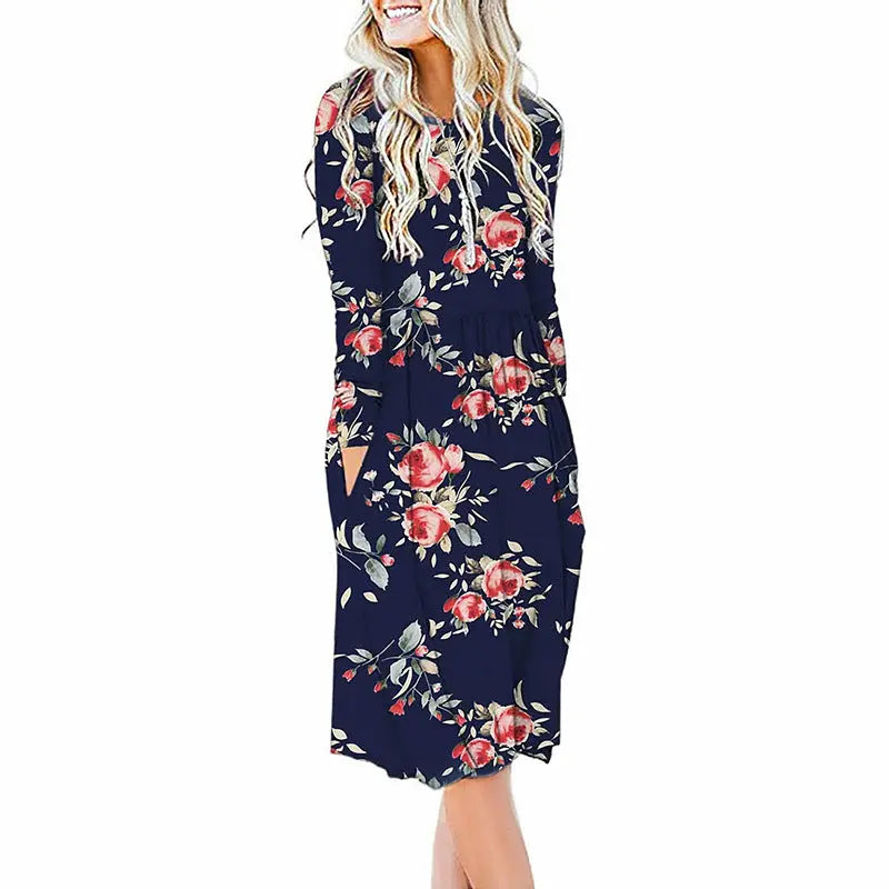 Women's Round Neck Waist Dress Womens & Mens Apparel Fine Jewelery Accessories