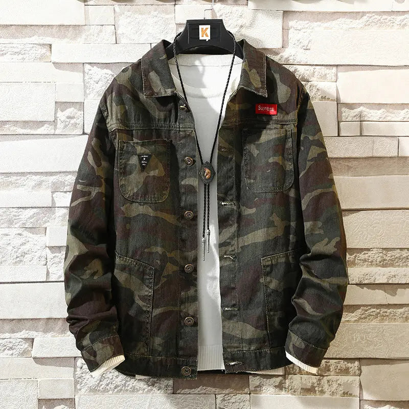 New Mens Camouflage Denim Jacket Coat Man Coats Jaqueta Masculino Jeans Jacket & Coats Fashion Design Autumn Brand Clothing Womens & Mens Apparel Fine Jewelery Accessories Clothing